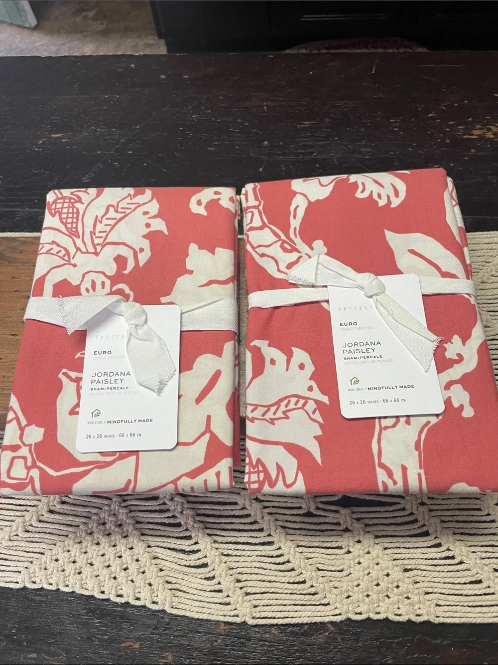 Pottery Barn Jordana Paisley Percale Euro Sham.  Set of 2. New!